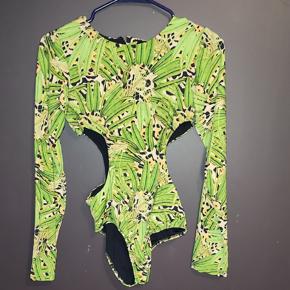 Unlisted Green and Black Patterned One Piece Swimsuit